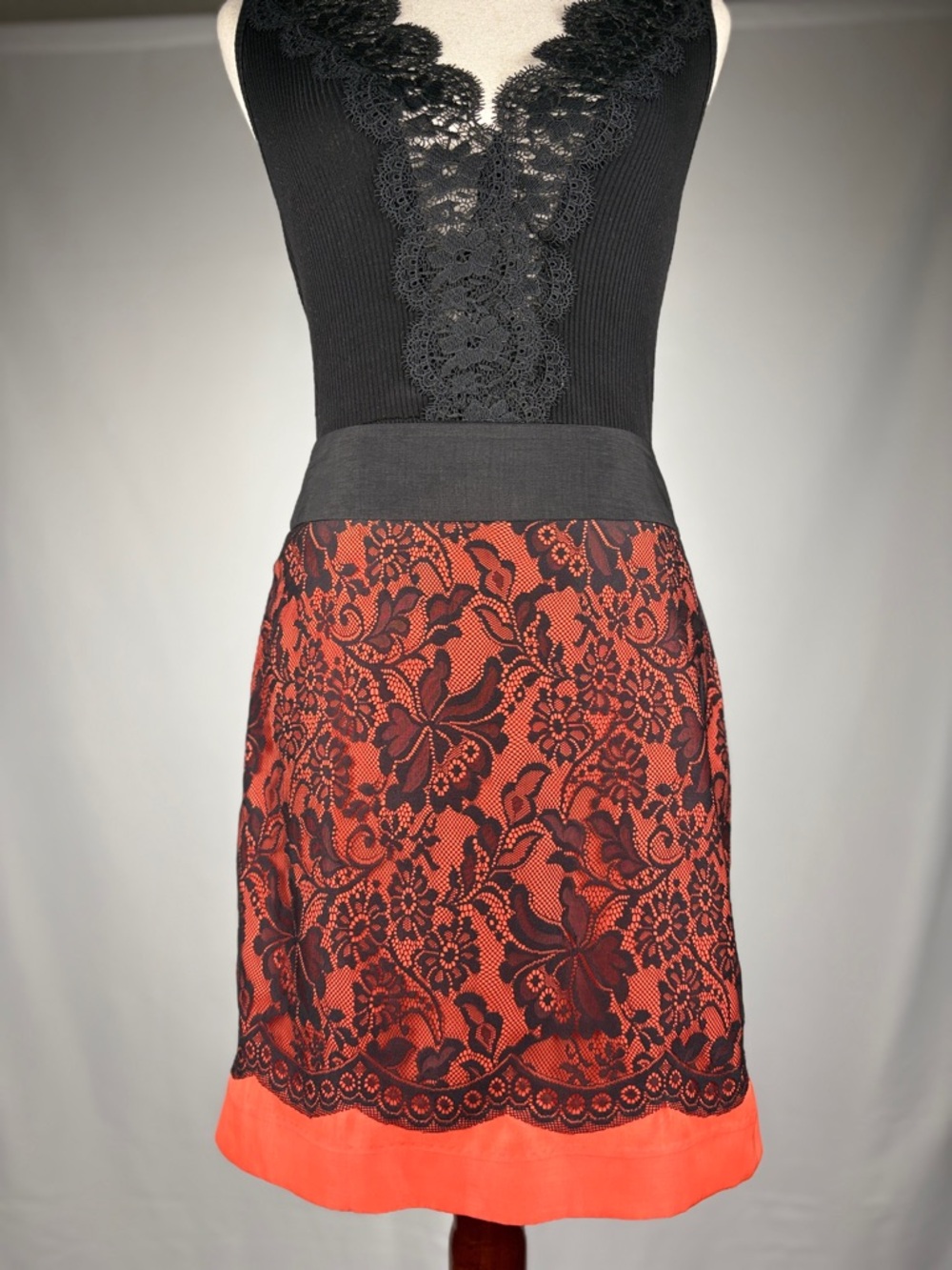 The Limited Neon Orange Lace Overlay Mini Skirt Size 6